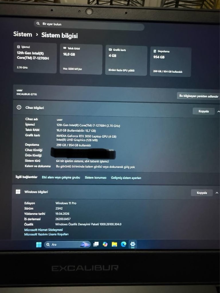 Excalibur Garantili Gaming Laptop - 7