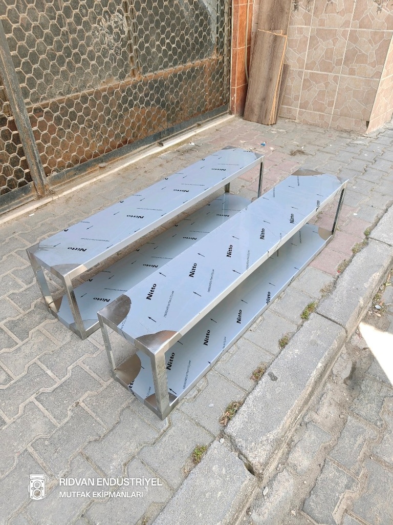 iki katlı duvar rafı krom duvar raf endüstriyel hazır mutfak krom raf - 5