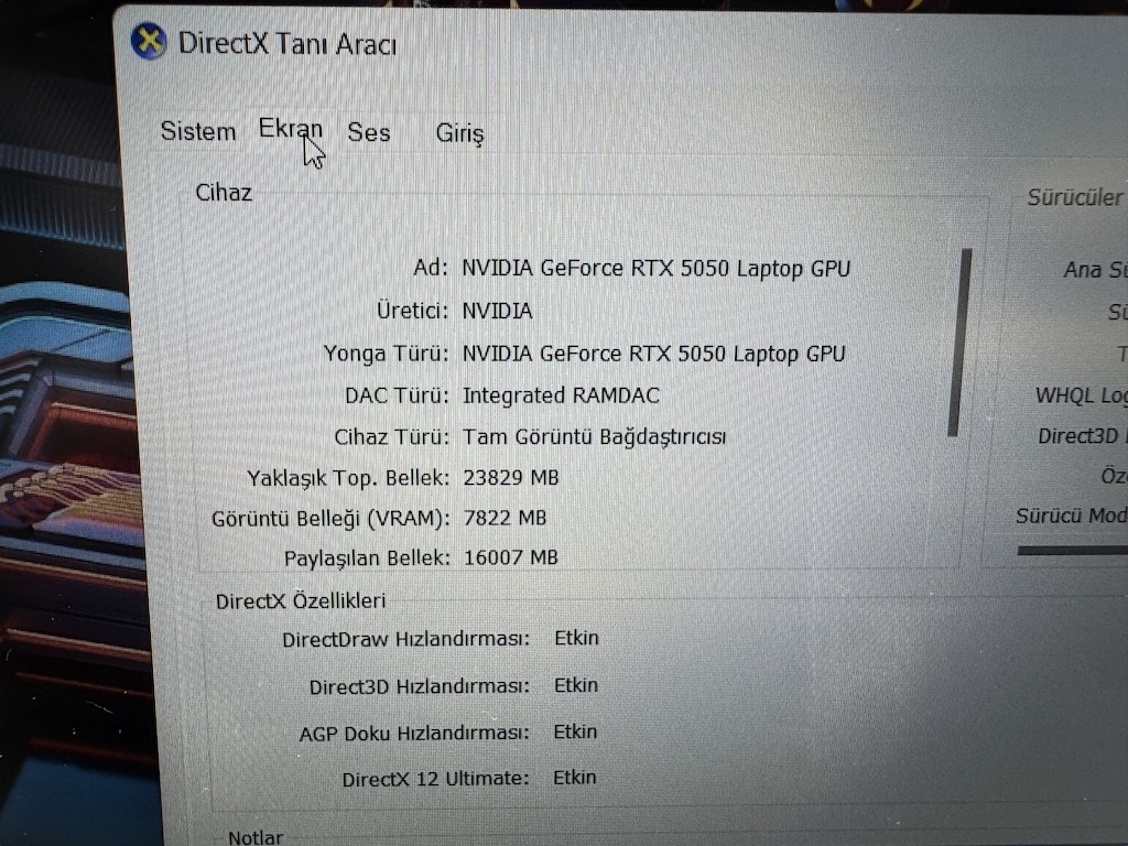 GİGABYTE RYZEN 7 260W İŞLEMCİ 32 GB RAM 1 TB NVME RTX 5050 - 8