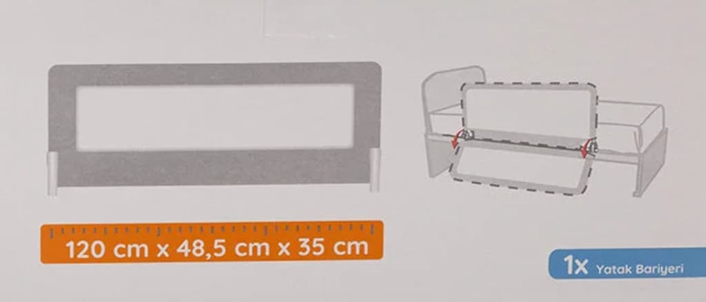 Bebek Yatak Bariyeri 120 CM - Beyaz/Gri - Ortaboy - 2