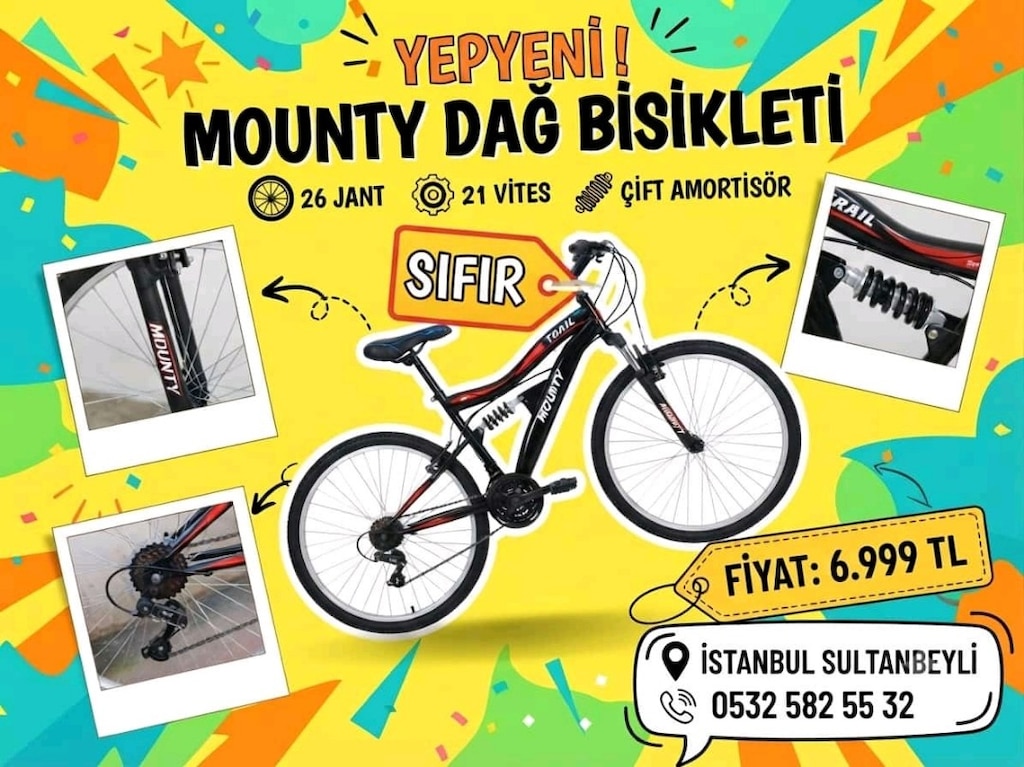 sıfır mounty 26 jant 21 vitesli çift amortisörlü bisiklet - 3
