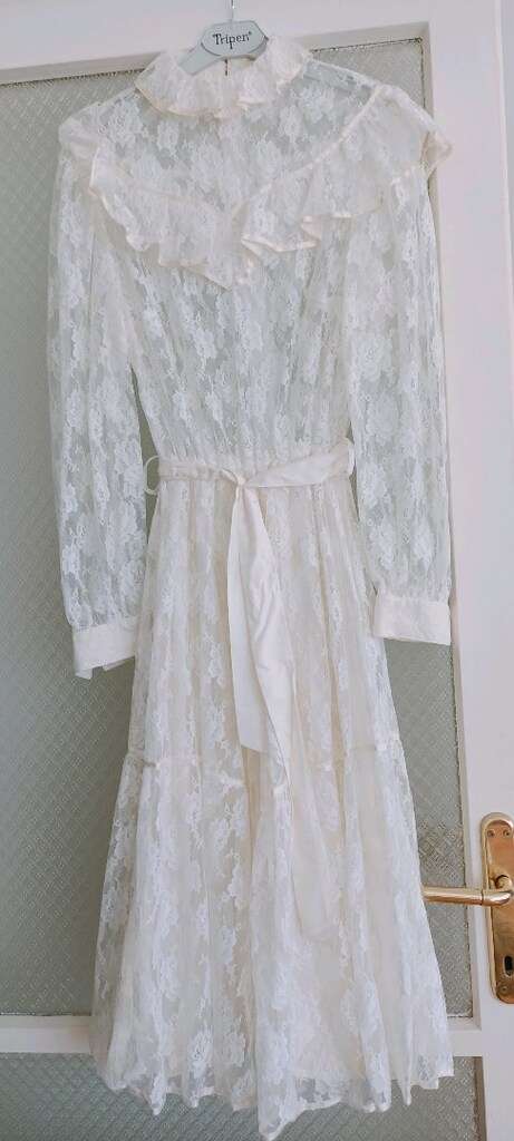 40 Beden Romantik Vintage Dantel Nikah Elbisesi / Dış Çekim Elbisesi — görsel 3/8