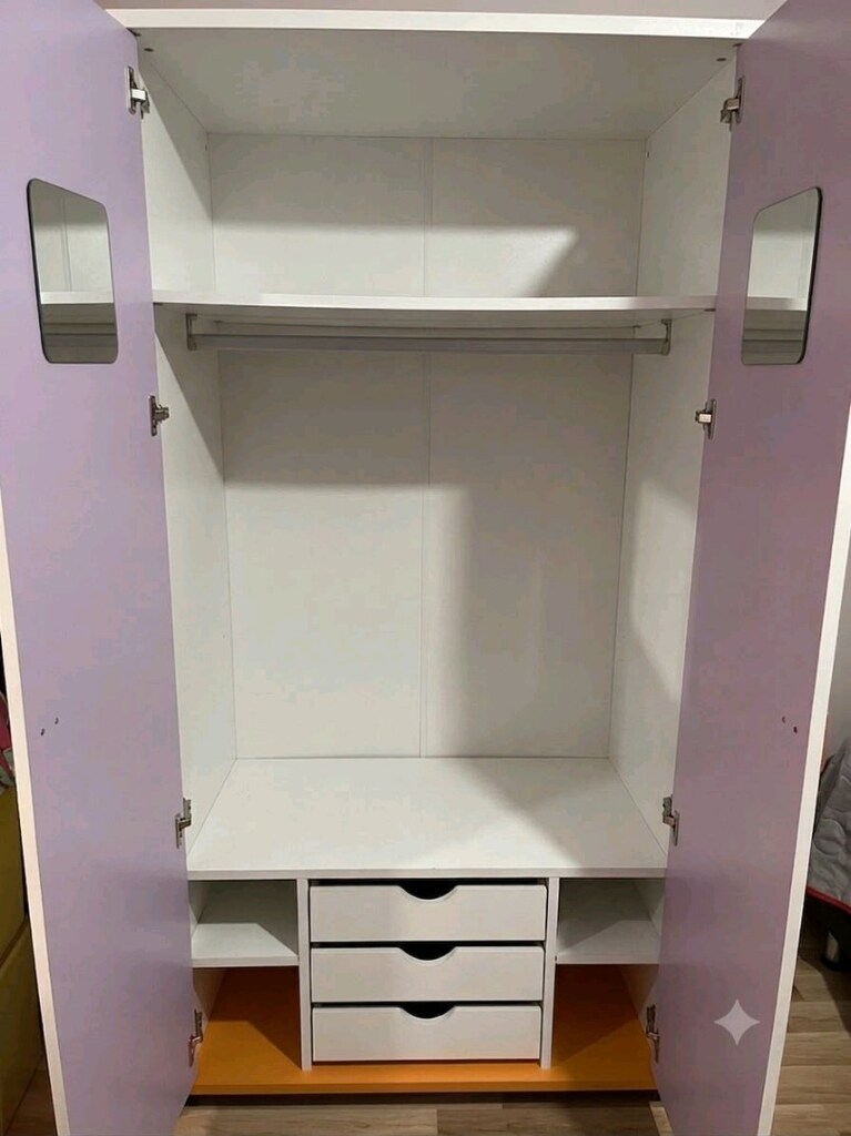 gardorabı kitaplığı yatak baza başlığı ve etejerli kız çocuk odası - 3