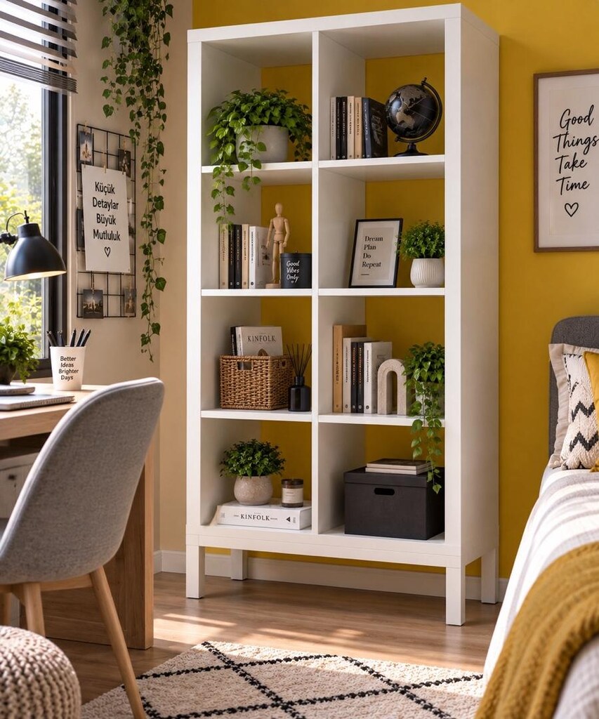 8 Bölmeli Modern Kitaplık – Dekoratif Raf & Çok Amaçlı Düzenleyici - 3