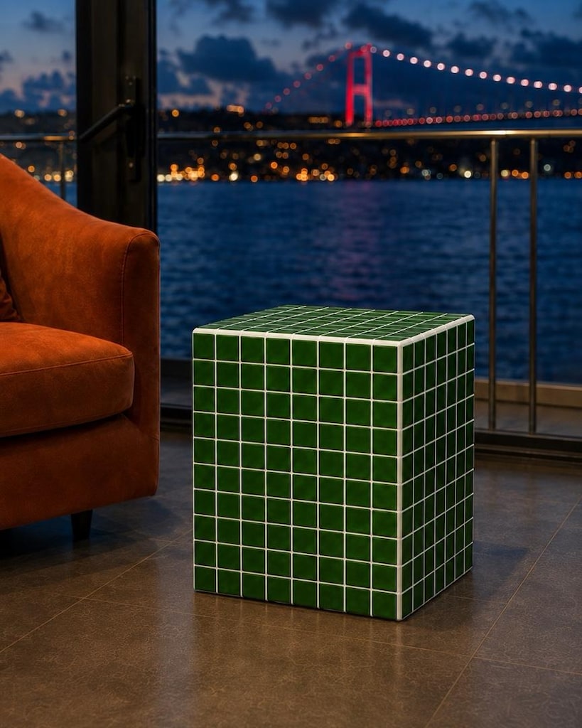 45×45 cm Özel Tasarım Seramik Mozaik Küp Sehpa - 3