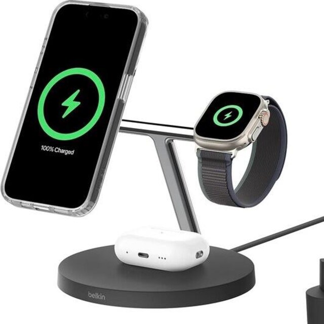Belkin BoostCharge Pro 3'ü 1 Arada Kablosuz Şarj Standı