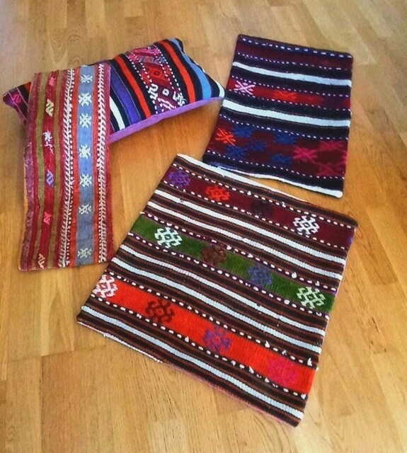4 adet kırlent yastık el dokuma antika vintage yöreseli yün kilim