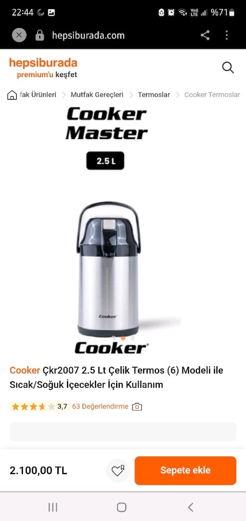 çelik termos 2.5lt ,2 adet kupa bardak