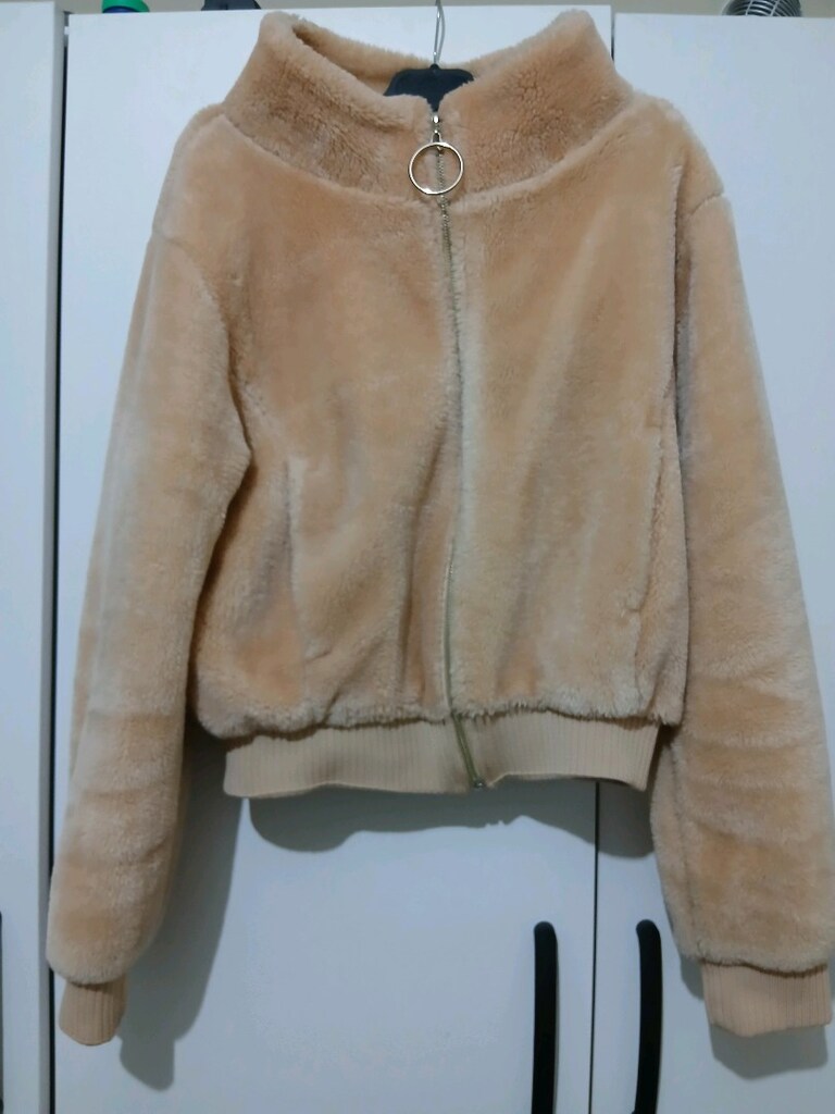 Kadın Fermuarlı Peluş Kısa Mont TOPSHOW