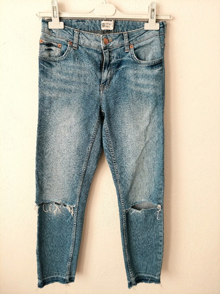 PERFECT bayan yırtık detaylı Jean pantol