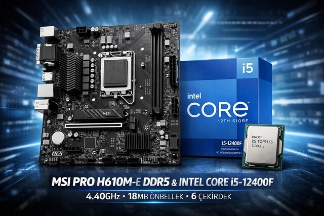 Intel Core i5 12400F + MSI PRO H610M-E DDR5 Anakart Set