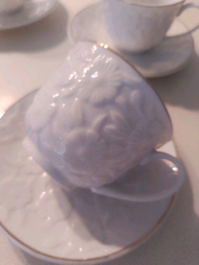 porselen kabartmalı 4 lü çay fincan seti - 2