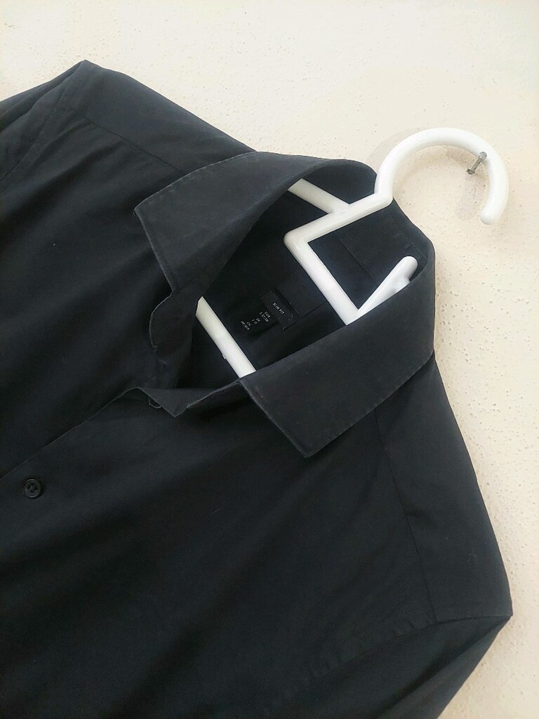 H&M erkek gece siyahı slim fit gömlek - 6