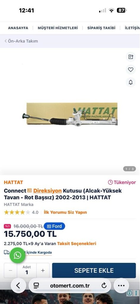 ford connect 2008 2013 direksiyon kutusu hattat marka sifir(rod extra) - 4