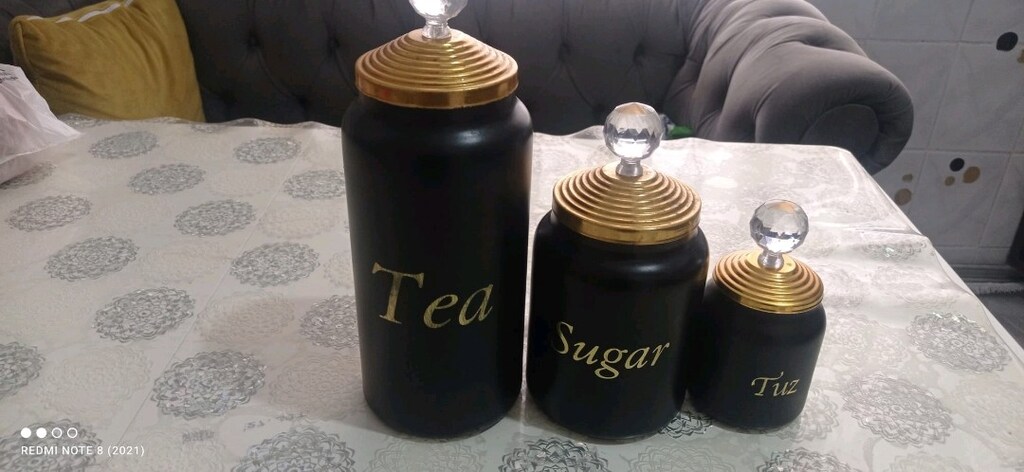 3lü siyah gold cam saklama kavonozlari - 2