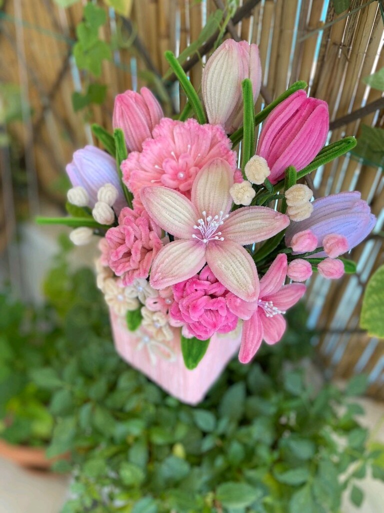 El yapımı tasarım pembe buket - 3