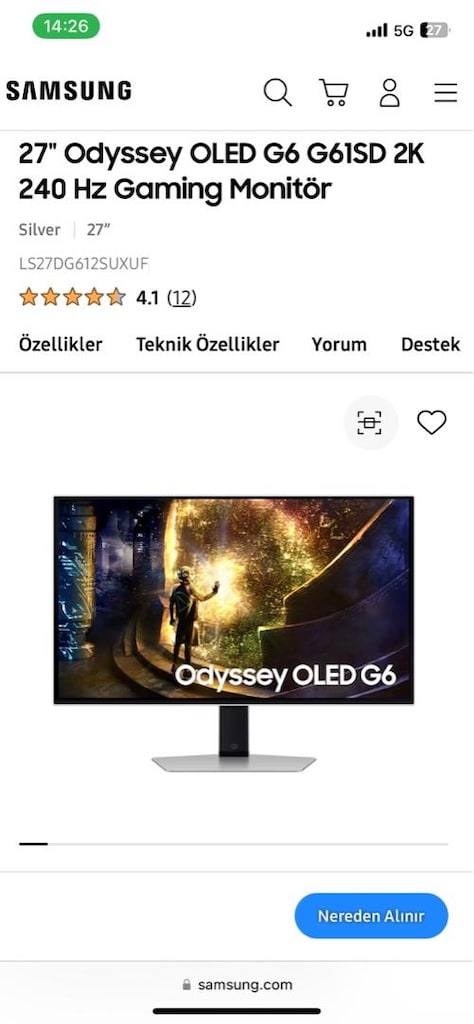 27" Odyssey OLED G6 G61SD 2K 240 Hz Gaming Monitör - 2