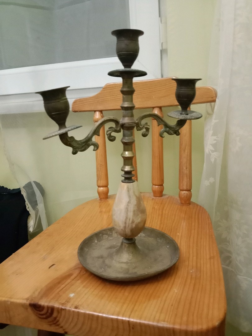 pirinç mermer şamdan - 2