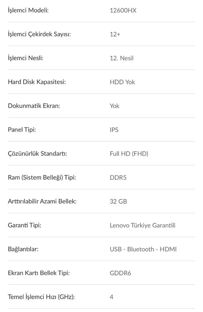 Lenovo LOQ i5-12600HX 24GB 512GB SSD 15.6" FHD RTX 3050 6GB GDDR6 Free - 4