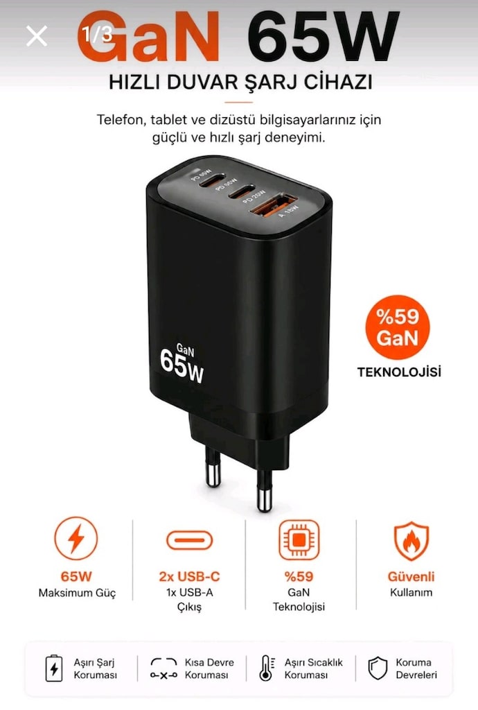 65 Watt şarj adaptörü - 2
