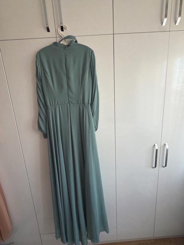 Mint yeşili tesettür abiye - 5