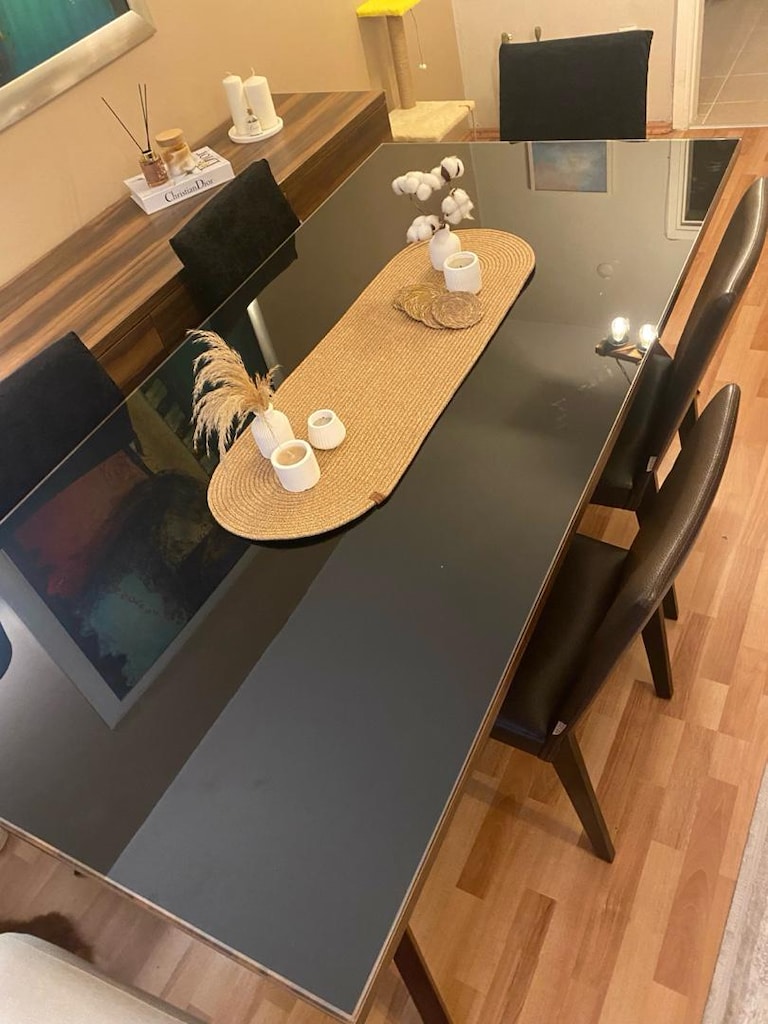 Enza Home Yemek Odası Takımı – 6 Sandalye, Cam Masa ve Büfe - 5
