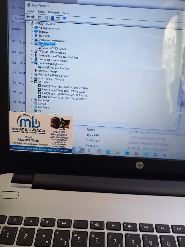HP İNTEL İ3 6 NESİL 8 GB RAM 128 GB SSD WİNDOWS 10 İŞLETİM - 4
