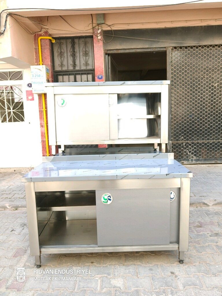 140 cm krom tezgah endüstriyel hazır mutfak krom çalışma tezgahı - 6