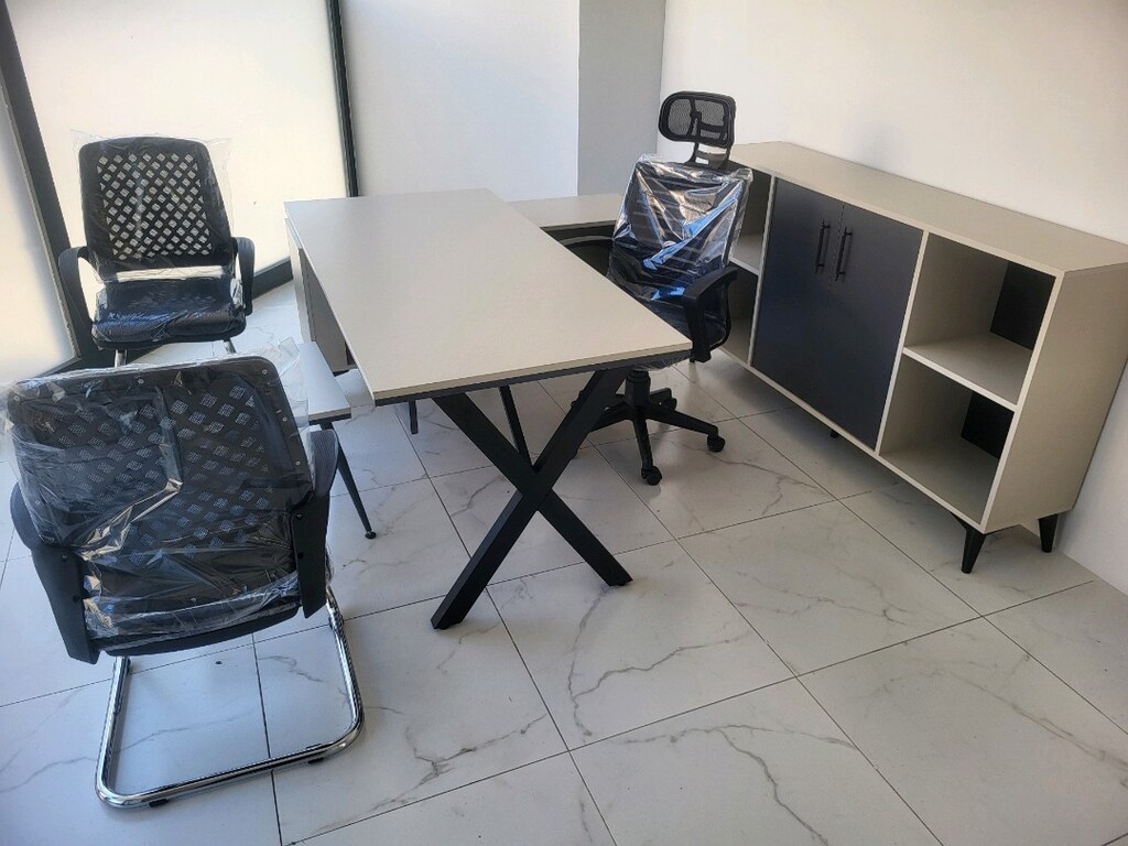 L Etajerli Ofis Makam Masası Takımı - 10