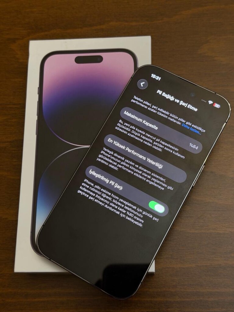 iPhone 14 PRO 128 GB Kutulu Temiz Pil:84 - 3