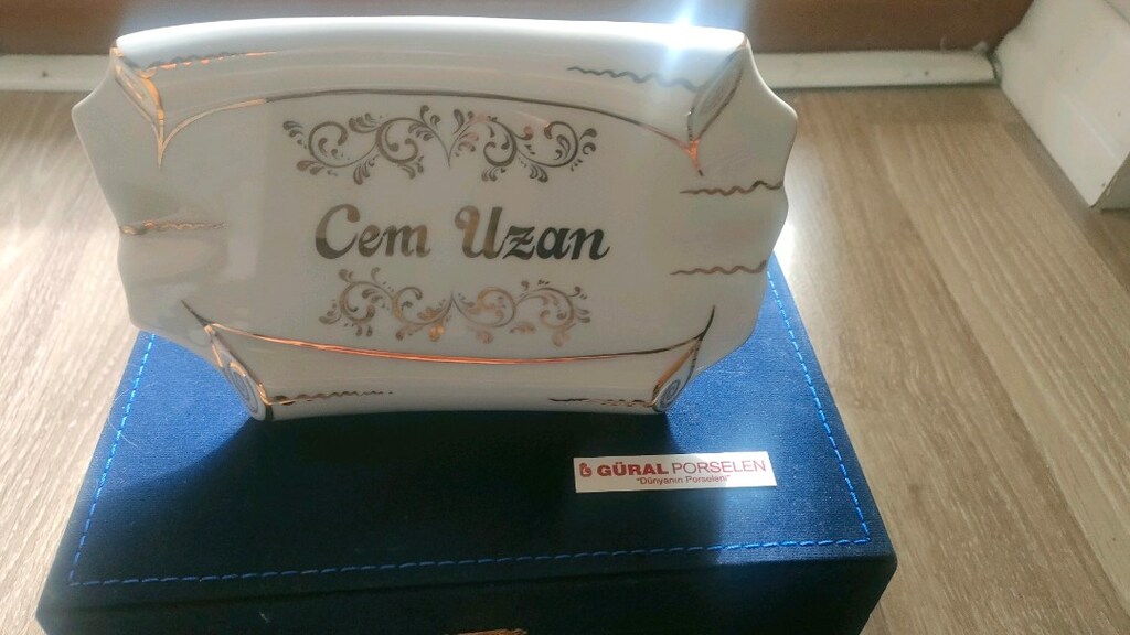 1 sınıf Güral porselen altın kaplama yazı işlemeli - 2