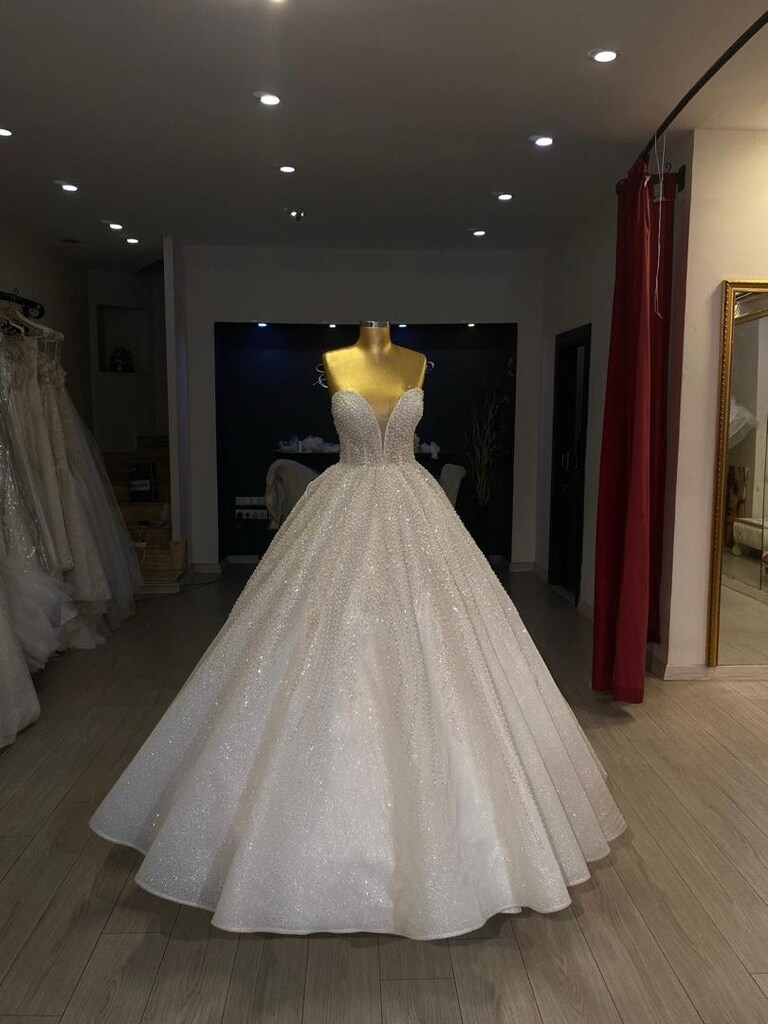 PRENSES MODEL TAŞLI ÖZEL DİKİM GELİNLİK - 7