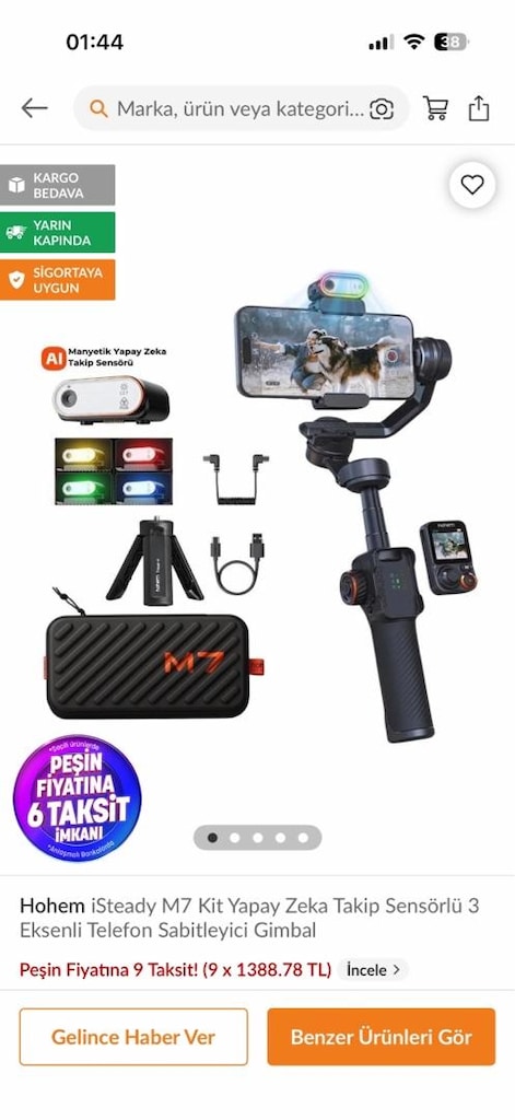 Hohem iSteady M7 Kit Yapay Zeka Takip Sensörlü 3 Eksenli Telefon Sabit - 6