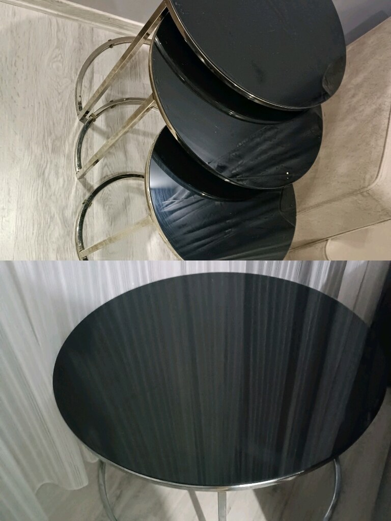 4'lü siyah aynalı C model sehpa takımı (zigon ve Orta) - 4