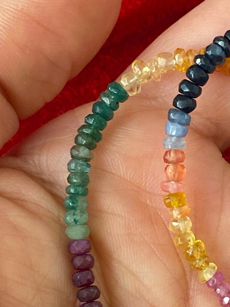 Yakut Zümrüt Safir Doğaltaş Kolye - 28