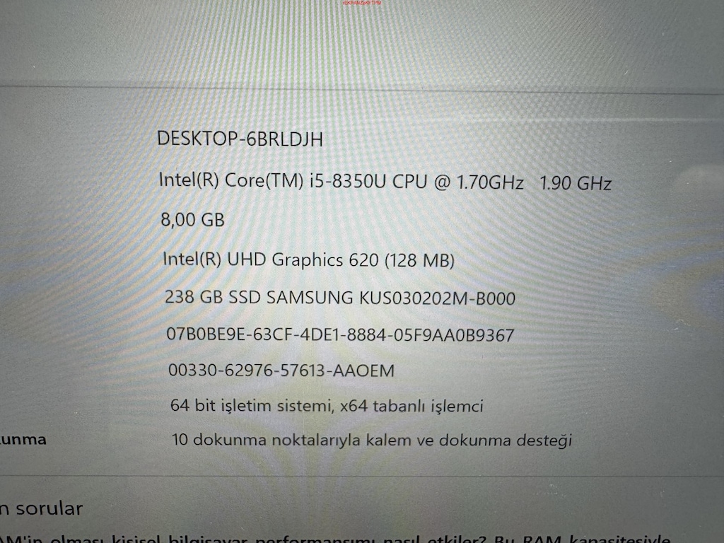 SURFACE İ5 8. NESİL 8 GB RAM 256 NVME DOKUNMATİK + KALEM - 6