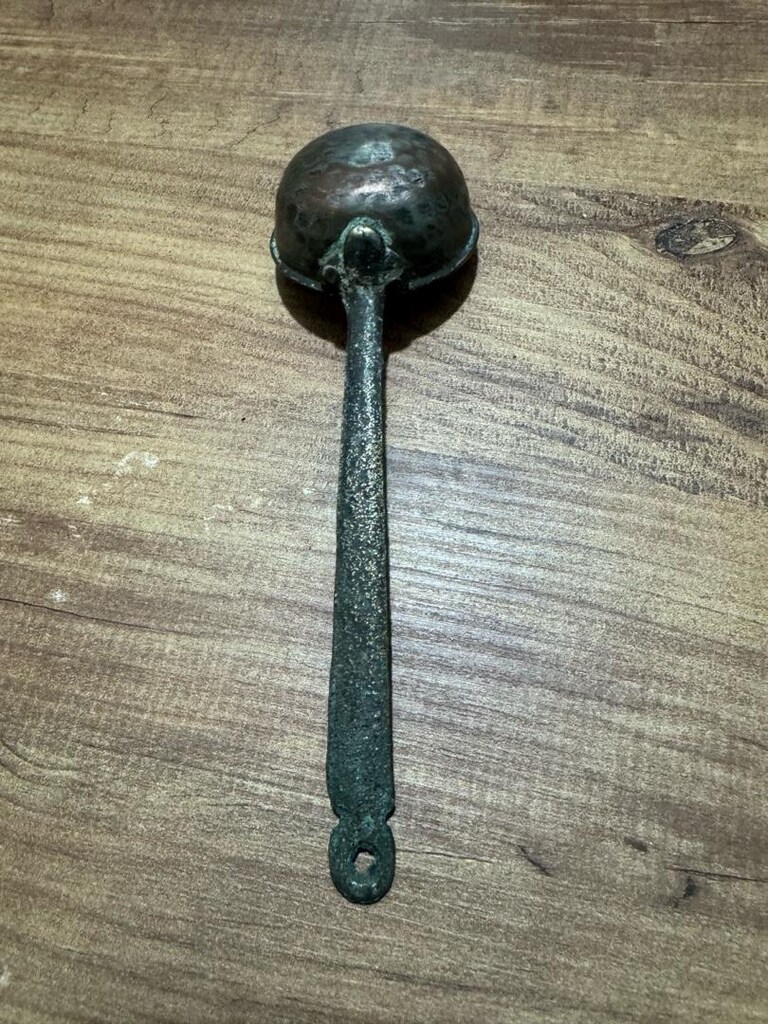 Antika El Dövmesi Bakır/Bronz Küçük Kepçe Boy 19 cmTamamen el işçiliği - 6