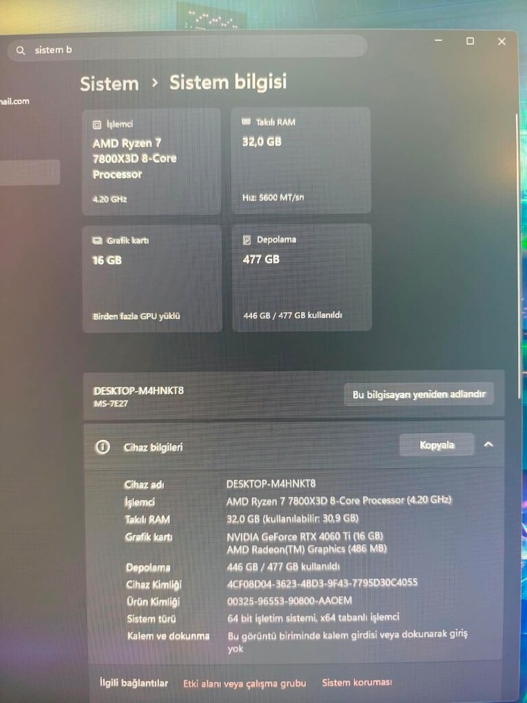 Ryzen7 7800x3d ve 4060ti 16gb'lı Oyun Bilgisayarı - 9