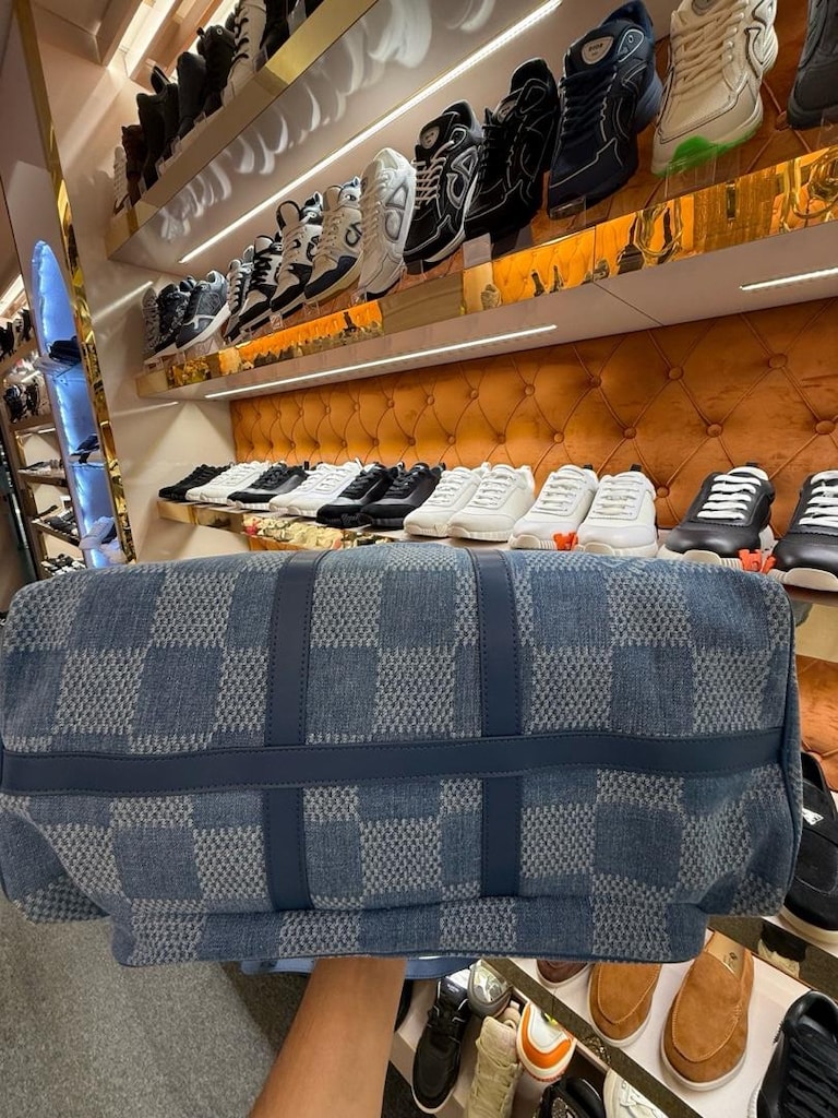 Louis Vuitton Damier Denim Keepall Çanta - 6
