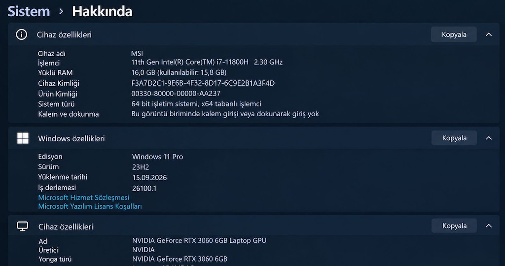 MSI Katana i7-11800H RTX 3060 16GB RAM 1TB SSD 144Hz + AKSESUAR - 2