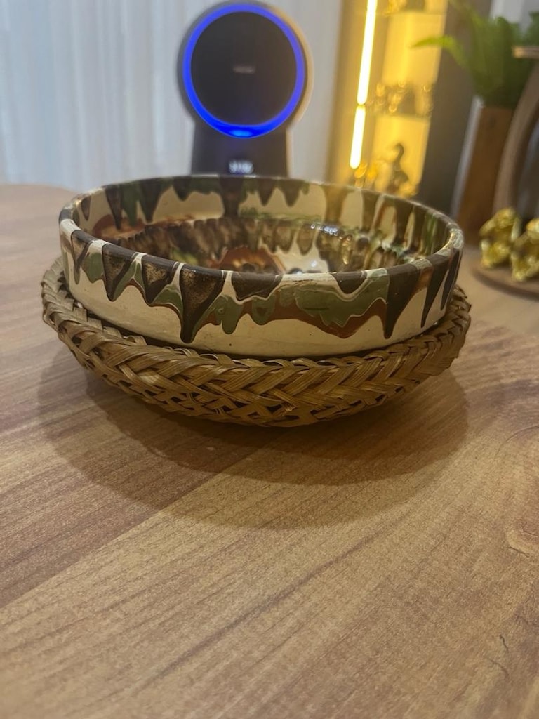 hasır serpeti ile birlikte seramik kase - 7