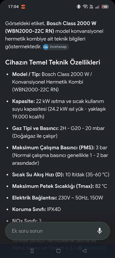 SAHİBİNDEN TAMİRSİZ ORJİNAL BOSH CLASS 2000 W HERMETİK KOMBİ - 10