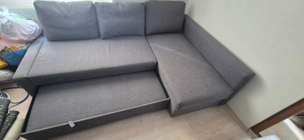 FRIHETEN skiftebo koyu gri bazalı yataklı köşe kanepe - 3