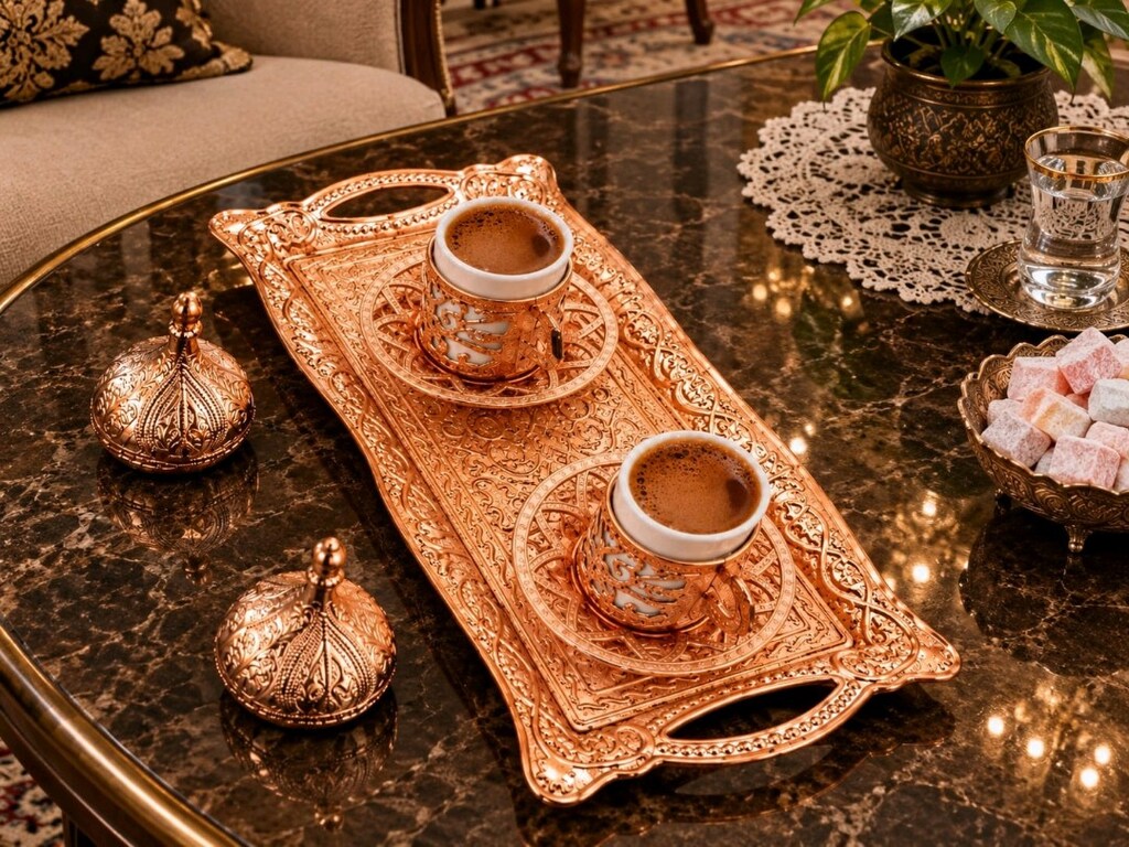 Bakır Kahve Fincanı 2li Set - 3
