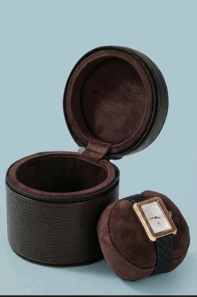 şık oval deri kaplamalı saat organizer - 7