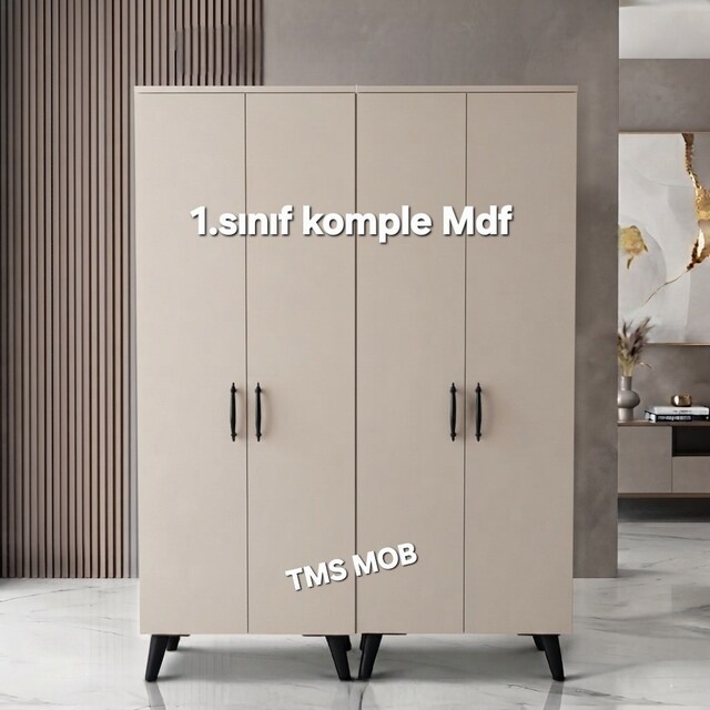 Dolap Mdf 220x140x40cm büyük ebat 14 bölmeli raflı dolap