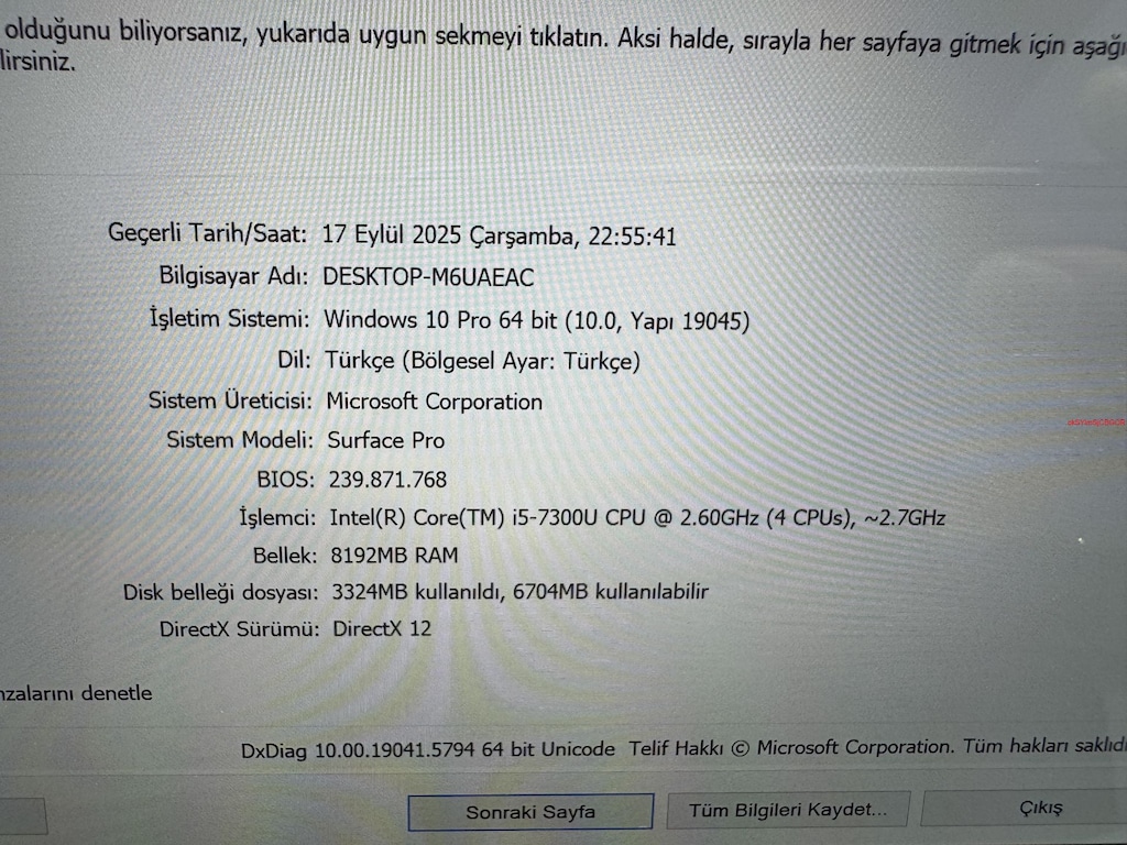 SURFACE İ5 7. NESİL 8 GB RAM 256 NVME DOKUNMATİK + KALEM - 8