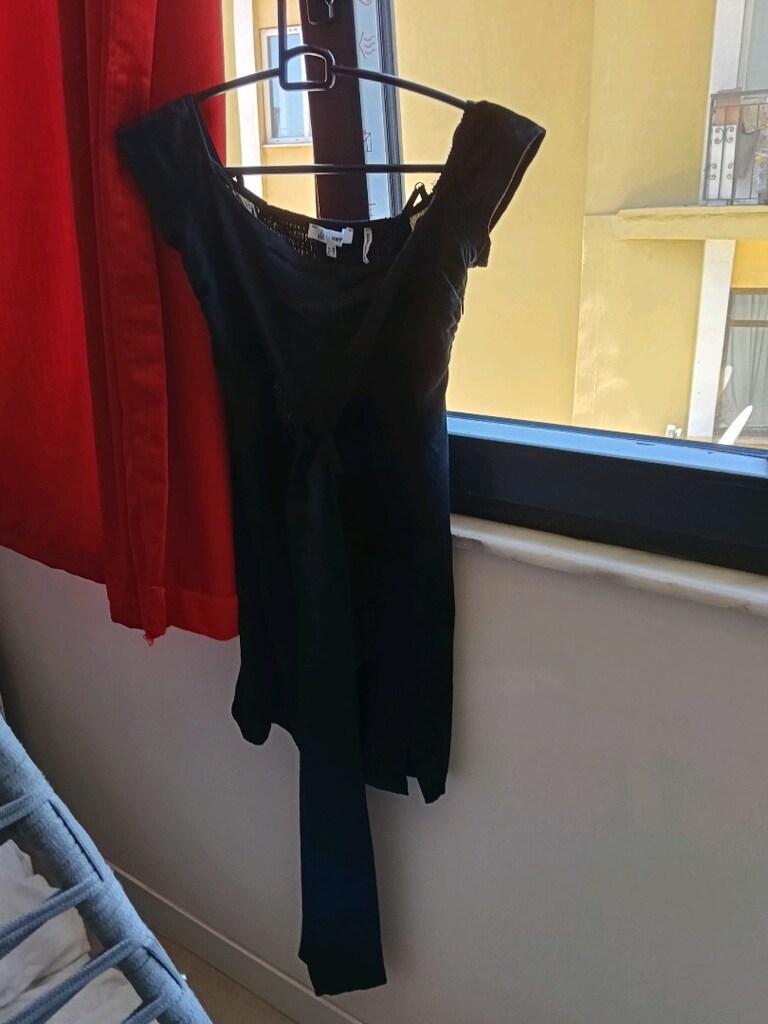 siyah mini elbise asitmetrik yaka - 4