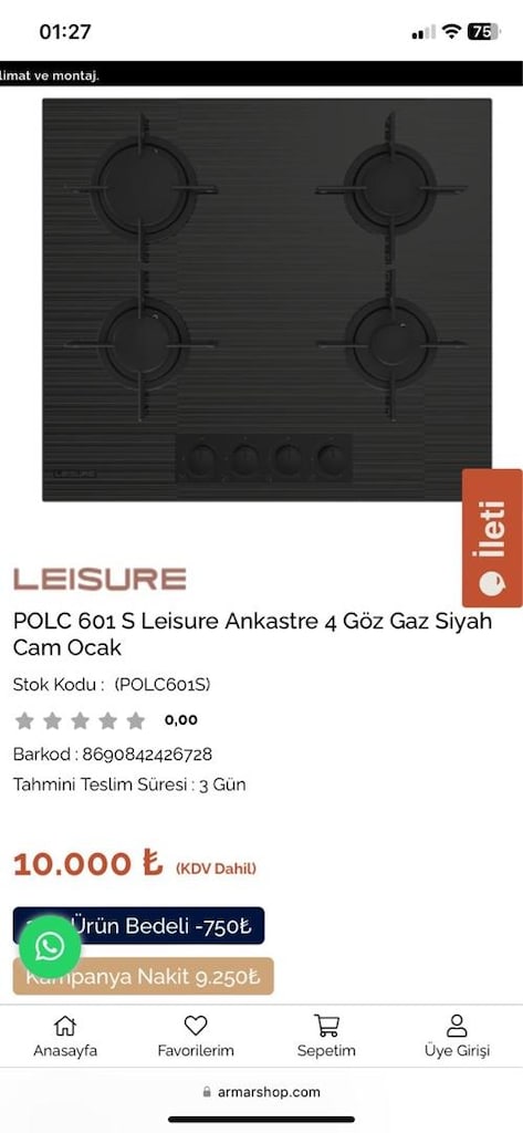 LEISURE fırın davlumbaz ocak ankastre set . - 8