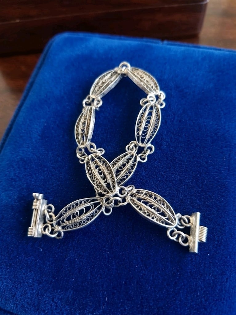 925 Ayar Gümüş Özel El İşçiliği Telkari Bileklik – 14 Gr / 20 Cm - 3